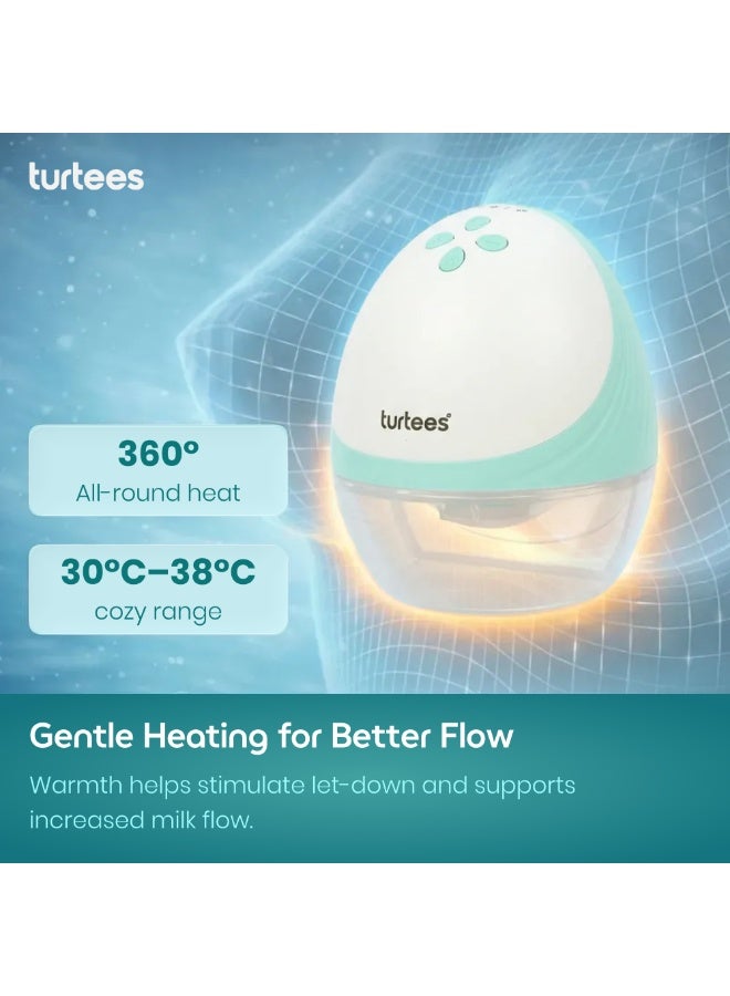 Turtees Electric Breast Pump with Heating Therapy | Natural Expression | 360° Warm Compress | 4 Modes & 9 Levels | 2000mAh Rechargeable - Image 2